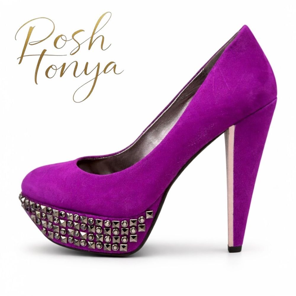 Sam Edelman York Pumps Suede Studded Platform High Heels Pink Passion Size 7